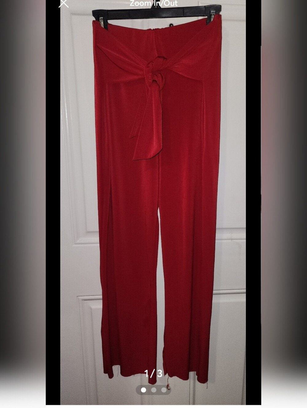 Rainbow Red Stretchy Tie Front Pull On Pants Size Large